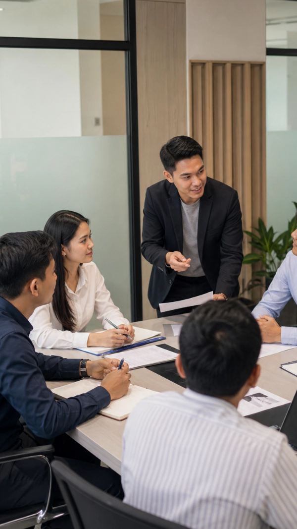 Calon pekerja mengikuti proses persiapan bersama Internusa Human Capital